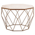 Gianna Octagon White Marble Coffee Table, Marble, Iron, White