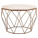 Gianna Octagon White Marble Coffee Table, Marble, Iron, White