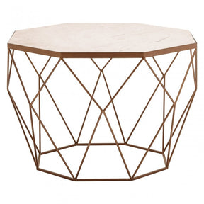 Gianna Octagon White Marble Coffee Table, Marble, Iron, White