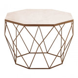 Gianna Octagon White Marble Coffee Table, Marble, Iron, White