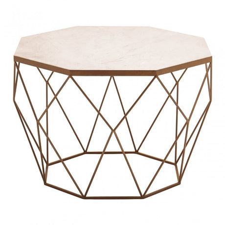 Gianna Octagon White Marble Coffee Table, Marble, Iron, White
