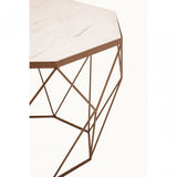 Gianna Octagon White Marble Coffee Table, Marble, Iron, White