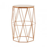 Gianna Octagonal Marble / Gold Side Table, Iron, Marble, Gold