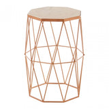 Gianna Octagonal Marble / Gold Side Table, Iron, Marble, Gold