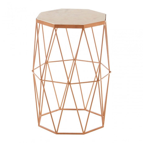 Gianna Octagonal Marble / Gold Side Table, Iron, Marble, Gold
