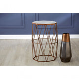 Gianna Octagonal Marble / Gold Side Table, Iron, Marble, Gold