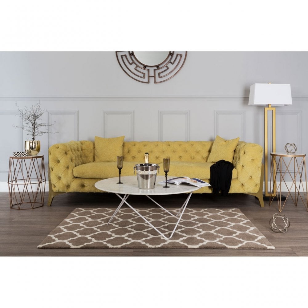 Gianna Octagonal Marble / Gold Side Table, Iron, Marble, Gold