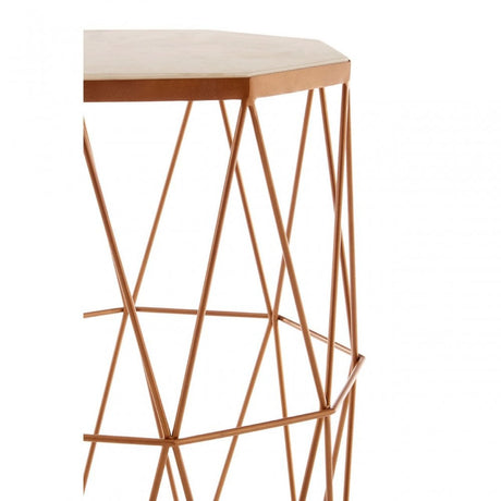 Gianna Octagonal Marble / Gold Side Table, Iron, Marble, Gold