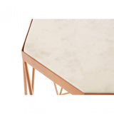 Gianna Octagonal Marble / Gold Side Table, Iron, Marble, Gold