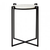 Gianna Black Cross Legged Side Table, Marble, Iron, Black