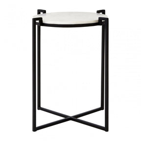 Gianna Black Cross Legged Side Table, Marble, Iron, Black