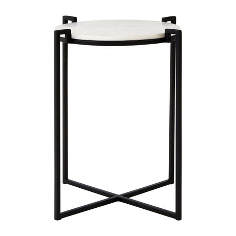 Gianna Black Cross Legged Side Table, Marble, Iron, Black