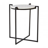 Gianna Black Cross Legged Side Table, Marble, Iron, Black