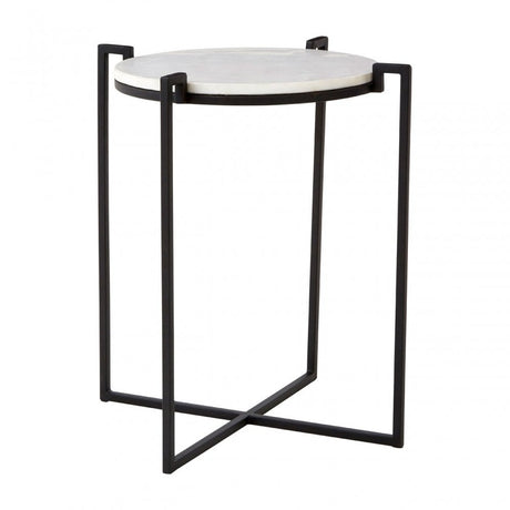 Gianna Black Cross Legged Side Table, Marble, Iron, Black