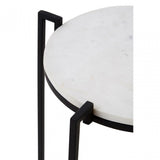 Gianna Black Cross Legged Side Table, Marble, Iron, Black
