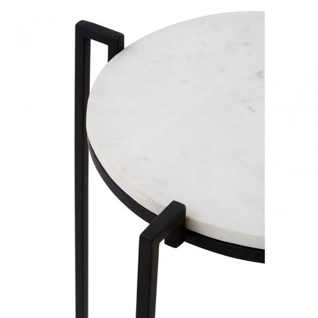 Gianna Black Cross Legged Side Table, Marble, Iron, Black