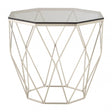 Enrich End Table with Brushed Nickel Base, Tempered Glass