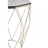 Enrich End Table with Brushed Nickel Base, Tempered Glass