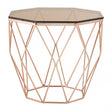 Enrich End Table with Rose Gold Base, Tempered Glass, Rose Gold