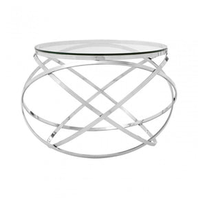 Enrich End Table, Stainless Steel, Glass, Gold