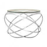 Enrich End Table, Stainless Steel, Glass, Gold