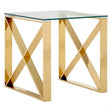 Enrich End Table, Stainless Steel, Glass, Gold