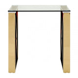 Enrich End Table, Stainless Steel, Glass, Gold