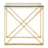 Enrich End Table, Stainless Steel, Glass, Gold
