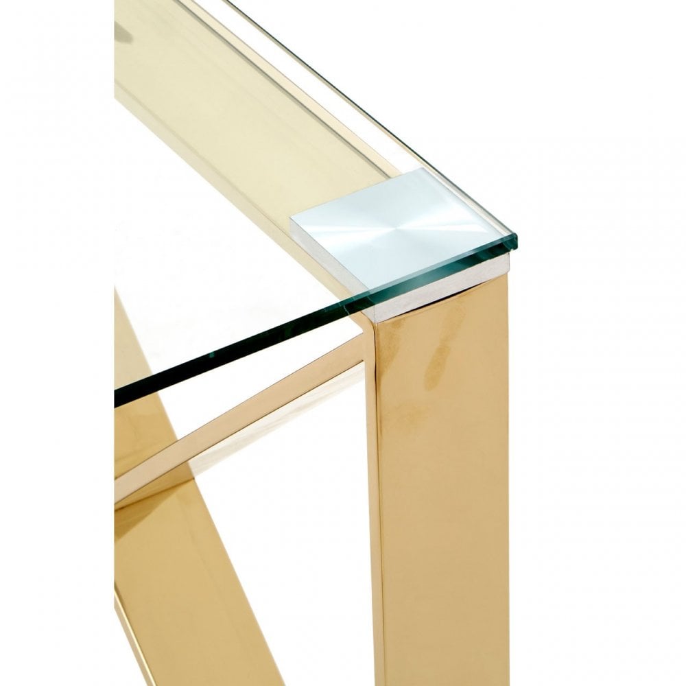 Enrich End Table, Stainless Steel, Glass, Gold