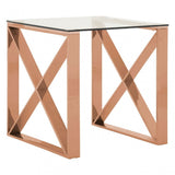 Enrich End Table, Stainless Steel, Glass, Gold