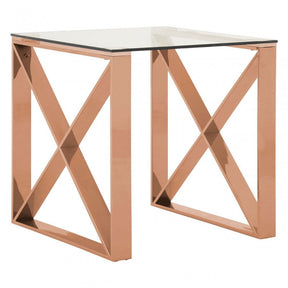 Enrich End Table, Stainless Steel, Glass, Gold