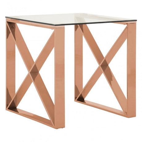 Enrich End Table, Stainless Steel, Glass, Gold