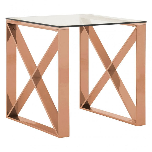 Enrich End Table, Stainless Steel, Glass, Gold