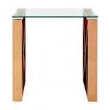 Enrich End Table, Stainless Steel, Glass, Gold