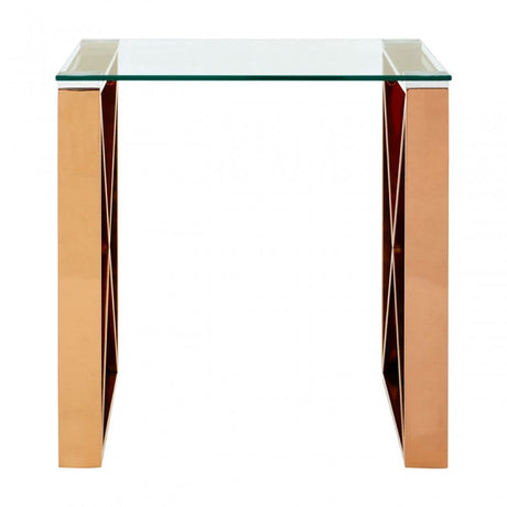 Enrich End Table, Stainless Steel, Glass, Gold