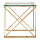 Enrich End Table, Stainless Steel, Glass, Gold