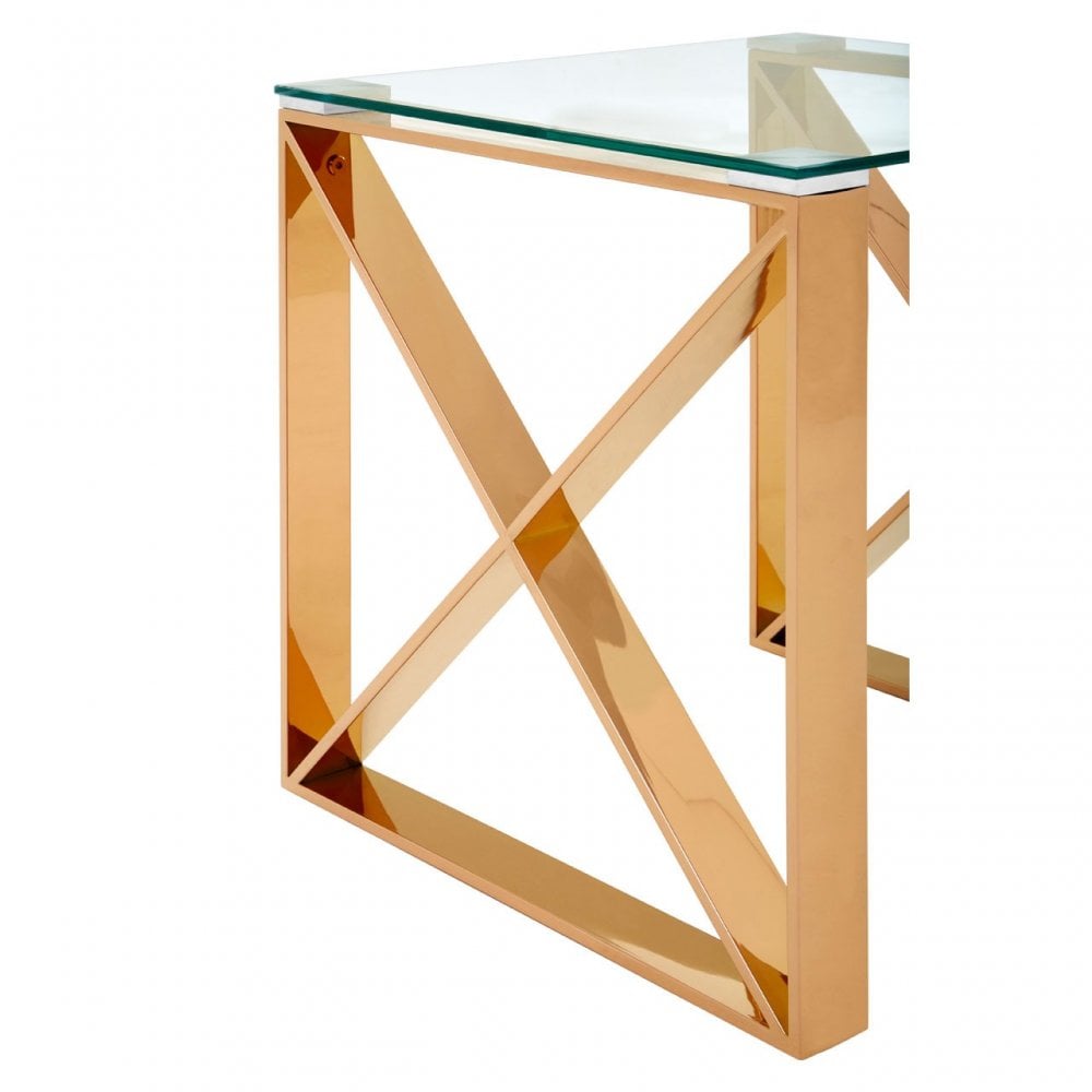 Enrich End Table, Stainless Steel, Glass, Gold