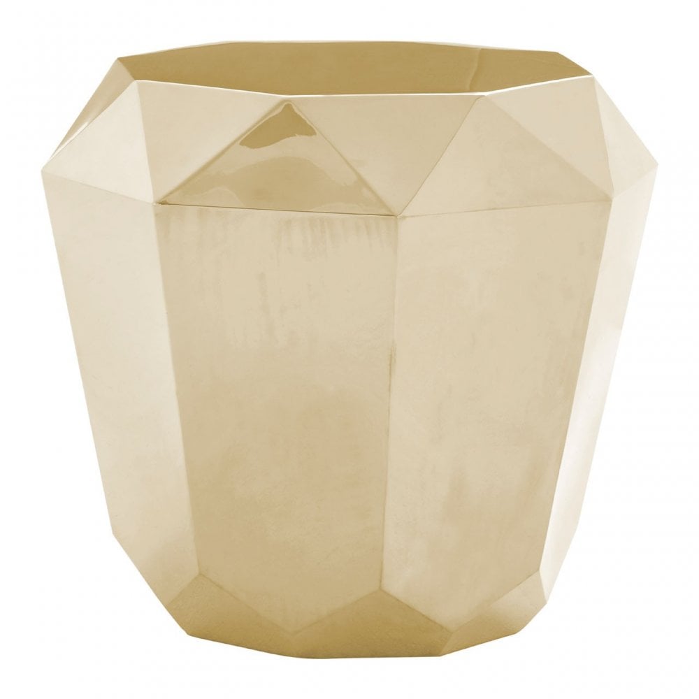 Enrich Champagne Gold Diamond Cut End Table, Stainless Steel, Gold