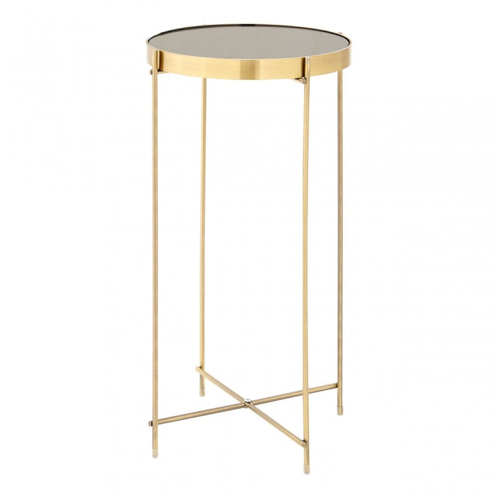 Enrich Black Mirror Tall Side Table, Mirrored Glass, Black