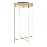 Enrich Black Mirror Tall Side Table, Mirrored Glass, Black