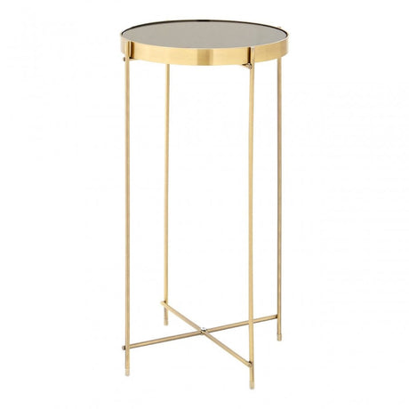 Enrich Black Mirror Tall Side Table, Mirrored Glass, Black