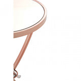 Enrich Rose Gold Pinched Side Table, Mirrored Glass, Rose Gold