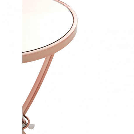 Enrich Rose Gold Pinched Side Table, Mirrored Glass, Rose Gold