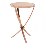 Enrich Rose Gold Pinched Side Table, Mirrored Glass, Rose Gold