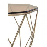Enrich End Table with Brushed Bronze Base, Tempered Glass, Bronze