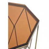 Enrich End Table with Brushed Bronze Base, Tempered Glass, Bronze