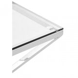 Enrich Corseted Square Silver End Table, Stainless Steel, Glass, Silver