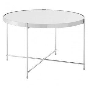 Enrich Large Silver Mirror Side Table, Mirrored Glass, Silver