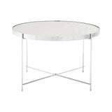 Enrich Large Silver Mirror Side Table, Mirrored Glass, Silver