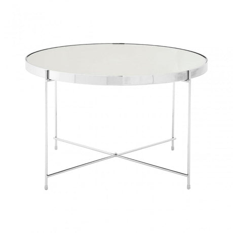 Enrich Large Silver Mirror Side Table, Mirrored Glass, Silver